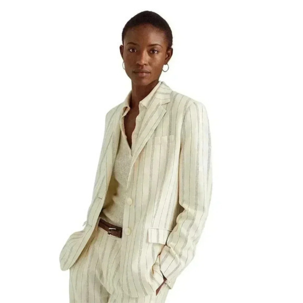 Lauren Ralph Lauren Women's Striped Two-Button Blazer Multicolor size 14